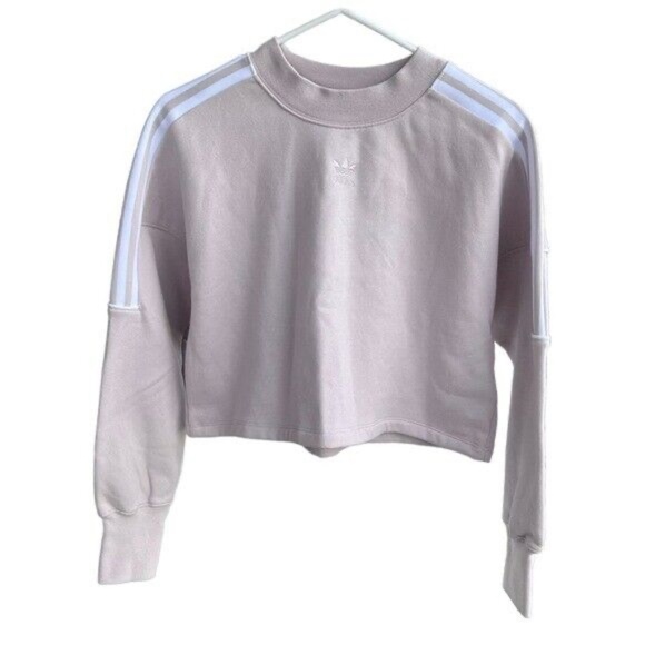 Adidas Originals 3 Stripe Logo Crop Sweatshirt - Picture 5 of 9